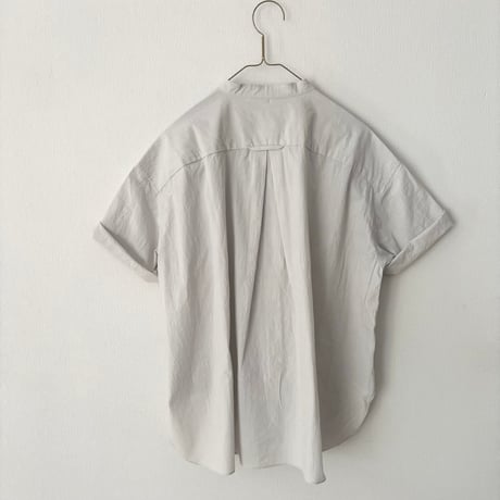 Hands of creation  強撚コットン 桐七炊き バンドカラー半袖シャツ