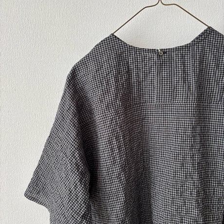 somewearclothing  シャーリングチェック 2way Tブラウス ・グレーベース