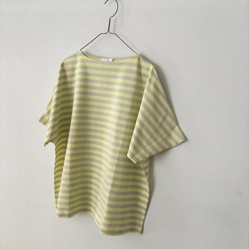 homspun天竺太ボーダー半袖プルオーバー homspun / 天竺太ボーダー半袖プルオーバー（Tシャツ）/ サックス×オレンジ