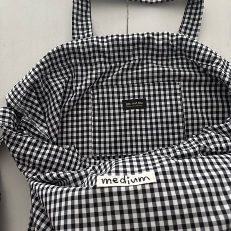 pot and tea 黒ギンガムチェック リュックサック medium