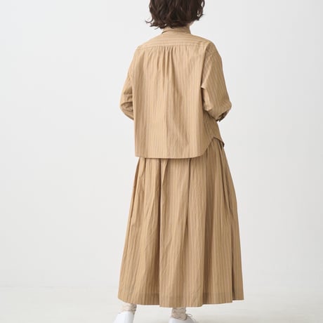 somewearclothing 超長綿70/-タイプライターストライプ 裏付きタックギャザースカート