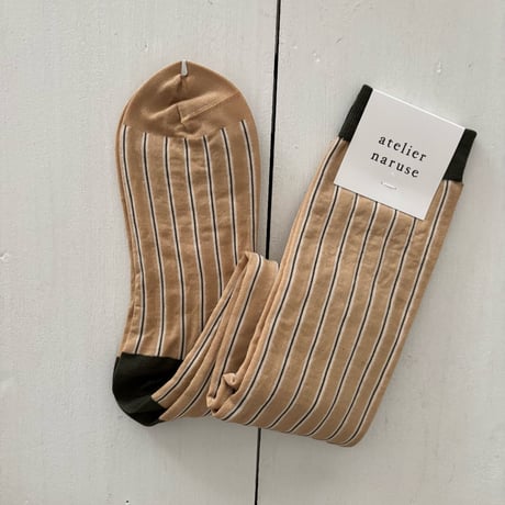 atelier naruse cotton~W stripe ~high socks