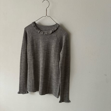 Hands of creation EXTRA FINE MERINO ランダムリブ フリルカラープルオーバー
