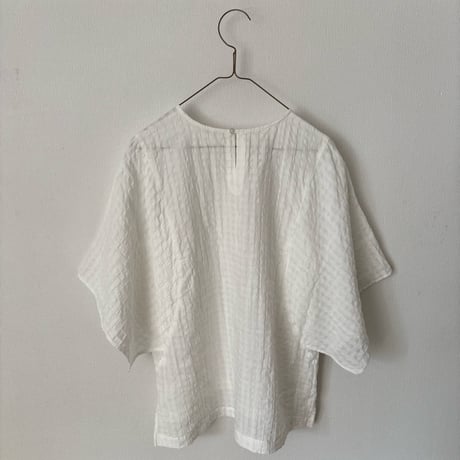 miho umezawa SHEER GINGHAM square sleeve blouse
