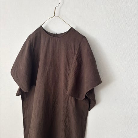miho umezawa LINEN HEMP YARN DYE square sleeve dress