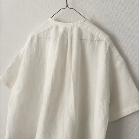 Hands of creation  60/-Linen 桐七炊き ラッフル半袖ブラウス