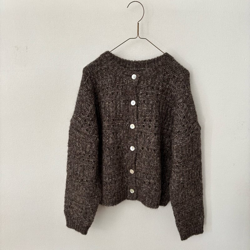 Hands of creation アルパカエアー 透かしボーダー2wayカーディガン | i