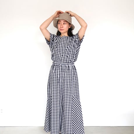 raha gingham check 2way square blouse