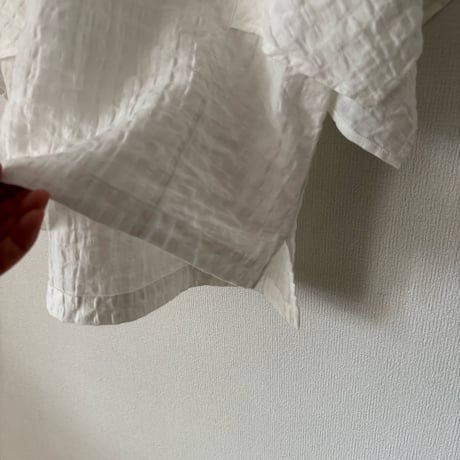 miho umezawa SHEER GINGHAM square sleeve blouse