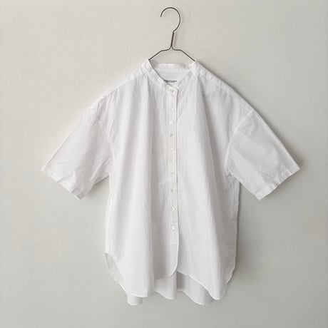 Hands of creation  強撚コットン 桐七炊き バンドカラー半袖シャツ