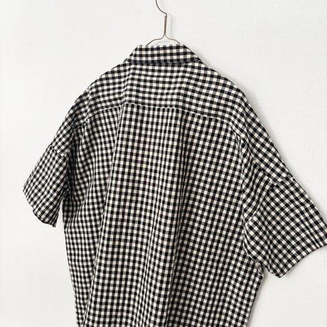 オールドマンズテーラー GINGHAM CHECK OVER SIZE HALF SLEEVE SHIRT