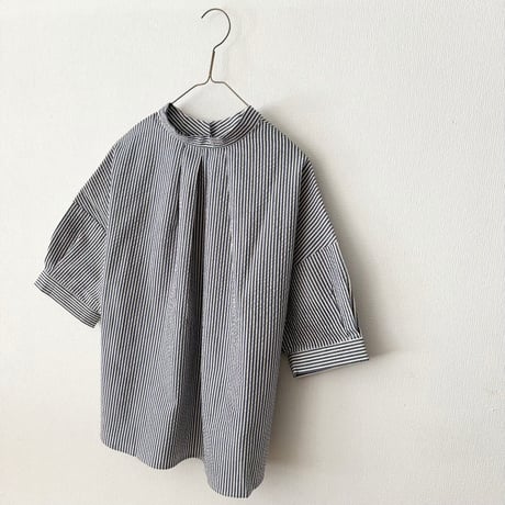 somewear clothing  サッカーストライプ2way五分袖ブラウス