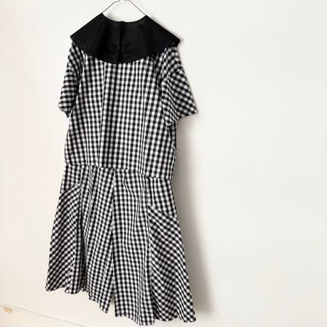 raha gingham check 2way square blouse