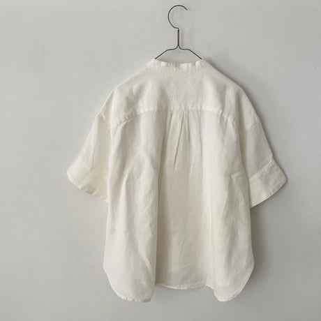 Hands of creation  Linen 桐七炊き 比翼仕立てスタンドカラーシャツ