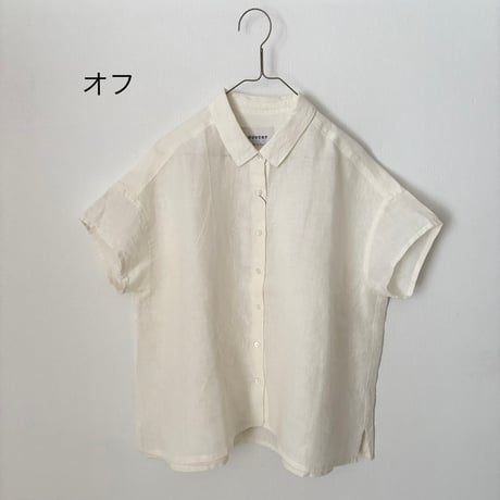 OUVERT Fanage Linen フレンチスリーブ　シャツブラウス