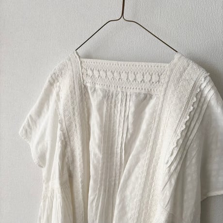 yuni Flower Jacquard×lace ブラウス・シロ