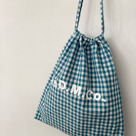 オールドマンズテーラー GINGHAM CHECK DRAWSTRING BAG(L)・Peacock
