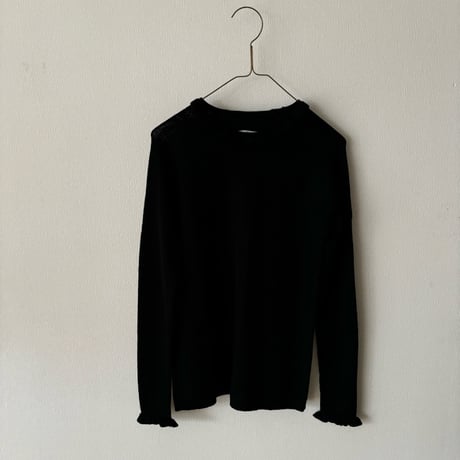 Hands of creation EXTRA FINE MERINO ランダムリブ フリルカラープルオーバー
