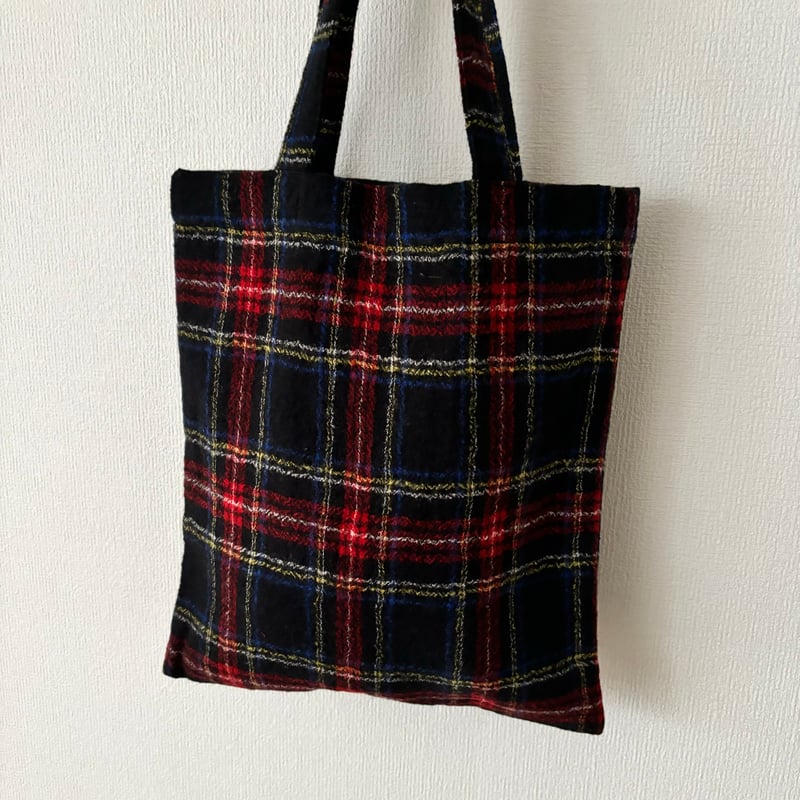 オールドマンズテーラー WOOL TARTAN CHECK TOTE BAG・Black S