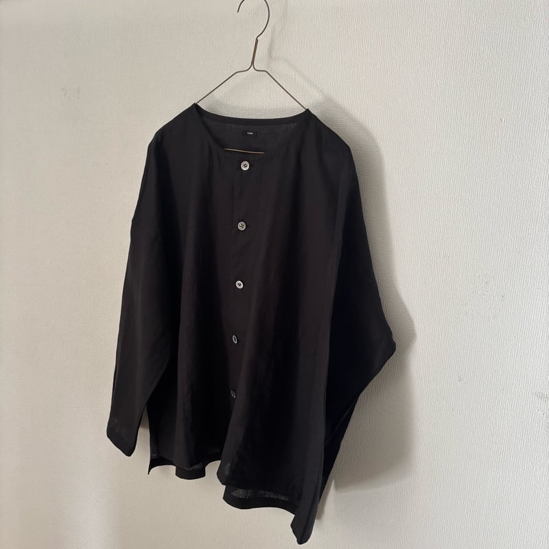 美品 GASA ガサ ノーカラー リネン ブラウス シャツ 日本製 Amazon