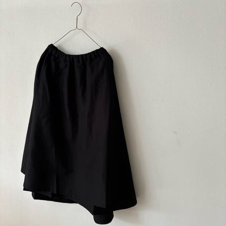 homspun ウールリネン ラップフレアスカート・ブラック