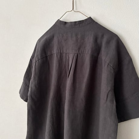 Hands of creation  Linen 桐七炊き 比翼仕立てスタンドカラーシャツ