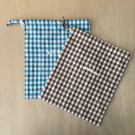 オールドマンズテーラー GINGHAM CHECK DRAWSTRING BAG(S)・Brown