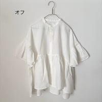 UNIVERSAL TISSU フレンチリネン ギャザーフレアワイドブラウス