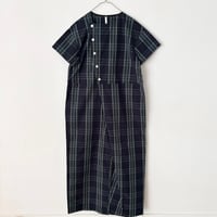 PARIS DE AOUNE  ウェザーチェック ハーフスリーブ ラップオールインワン