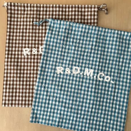 オールドマンズテーラー GINGHAM CHECK DRAWSTRING BAG(L)・Brown