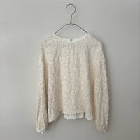 yuni コットンレーヨンナイロン hana dot jacquard  baloon sleeves blouse・シロ
