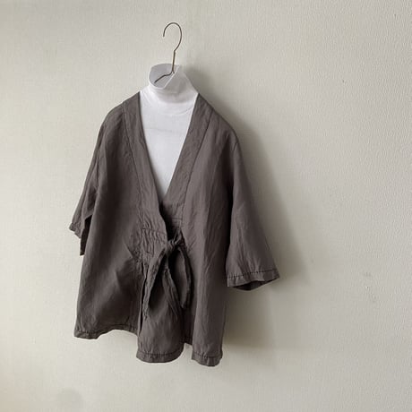 homspun  リネンバイオ フロントギャザー6分袖ブラウスジャケット