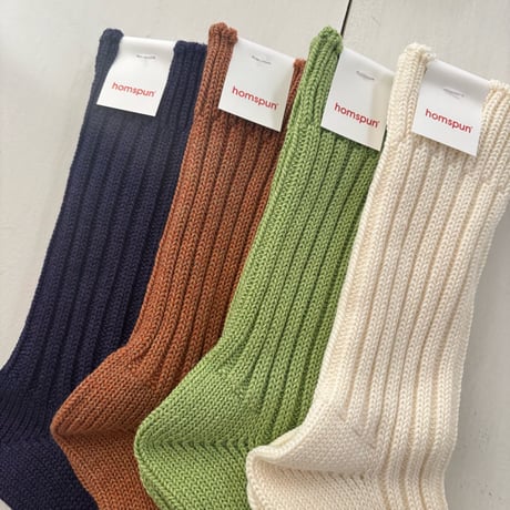 homspun コットンウール リブソックス
