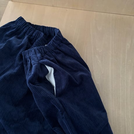 homspun  　コーデュロイ切替タックスカート・ブルー  着丈68cm