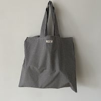 pot and tea 黒ギンガムチェック"large"ロゴエコBAG