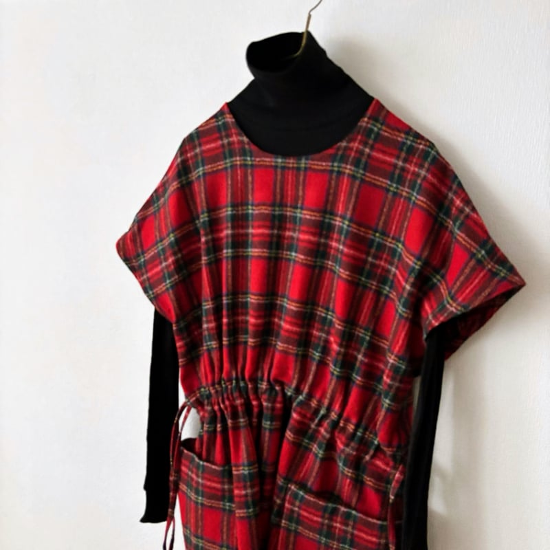 オールドマンズテーラー WOOL TARTAN CHECK POCET DRESS ・...