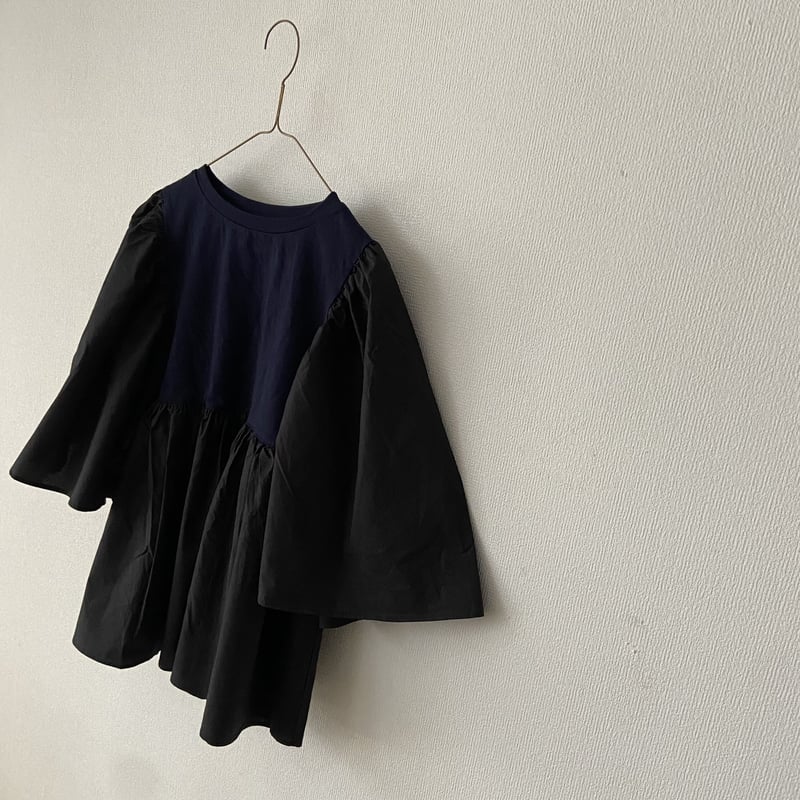 専用！新品 DOUBLE STANDARD ギャザープルオーバー 24AW UNIVERSAL SEVEN クラッシック天竺バイカラーギャザーフレアプル