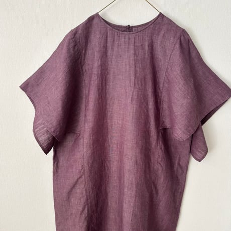 miho umezawa LINEN HEMP YARN DYE square sleeve dress