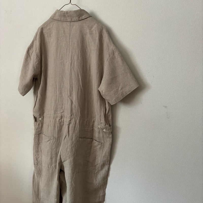 TISSU オリジナルフレンチリネン 半袖比翼オールインワン・キナリ
