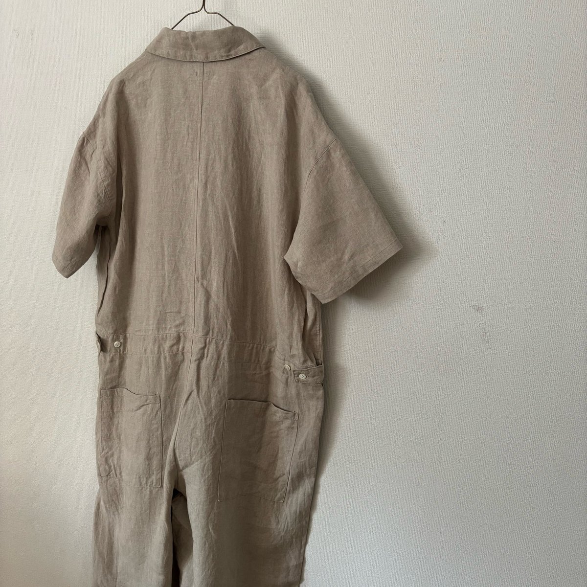 TISSU オリジナルフレンチリネン 半袖比翼オールインワン・キナリ