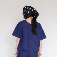 raha edodaki gingham check 2way square blouse