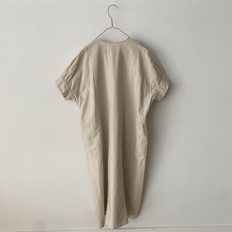 homspun コットンリネンマット パフスリーブワンピース　アイボリー Mサイズ