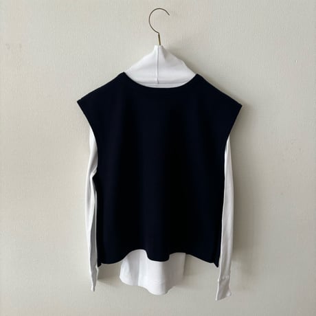 オールドマンズテーラー WOOL FELT KNIT BUTTON BIB・Navy