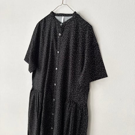 PARIS DE AOUNE   ドットプリント バンドカラーワンピース