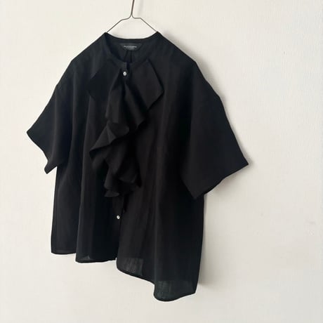 Hands of creation  60/-Linen 桐七炊き ラッフル半袖ブラウス
