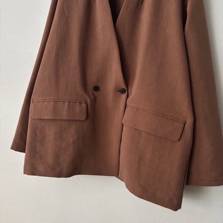 yuni リネンポリエステル DOUBLE COCOON NO COLLAR JACKET