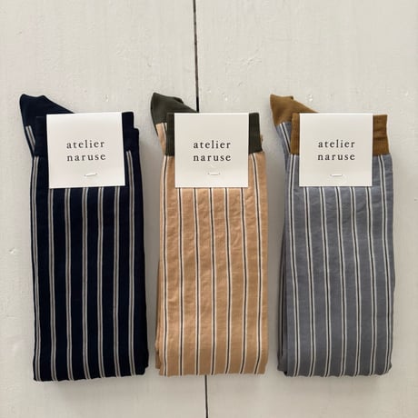atelier naruse cotton~W stripe ~high socks