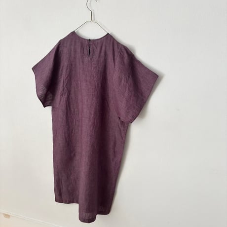 miho umezawa LINEN HEMP YARN DYE square sleeve dress