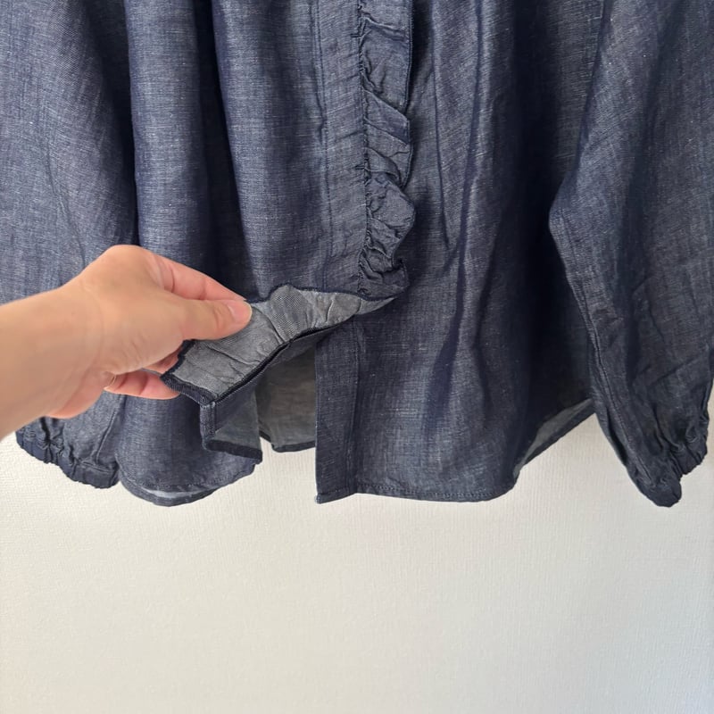 Hands of creation コットンリネンツイル スタンドフリルブラウス | ito