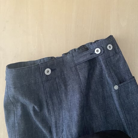 miho umezawa PLANE WEAVE DENIM unisex cocoon pants　トール丈